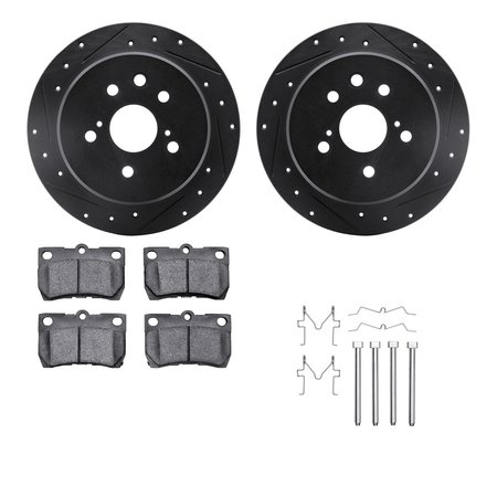 DYNAMIC FRICTION CO 8512-75019, Rotors-Drilled and Slotted-Black w/ 5000 Advanced Brake Pads incl. Hardware, Zinc Coated 8512-75019
